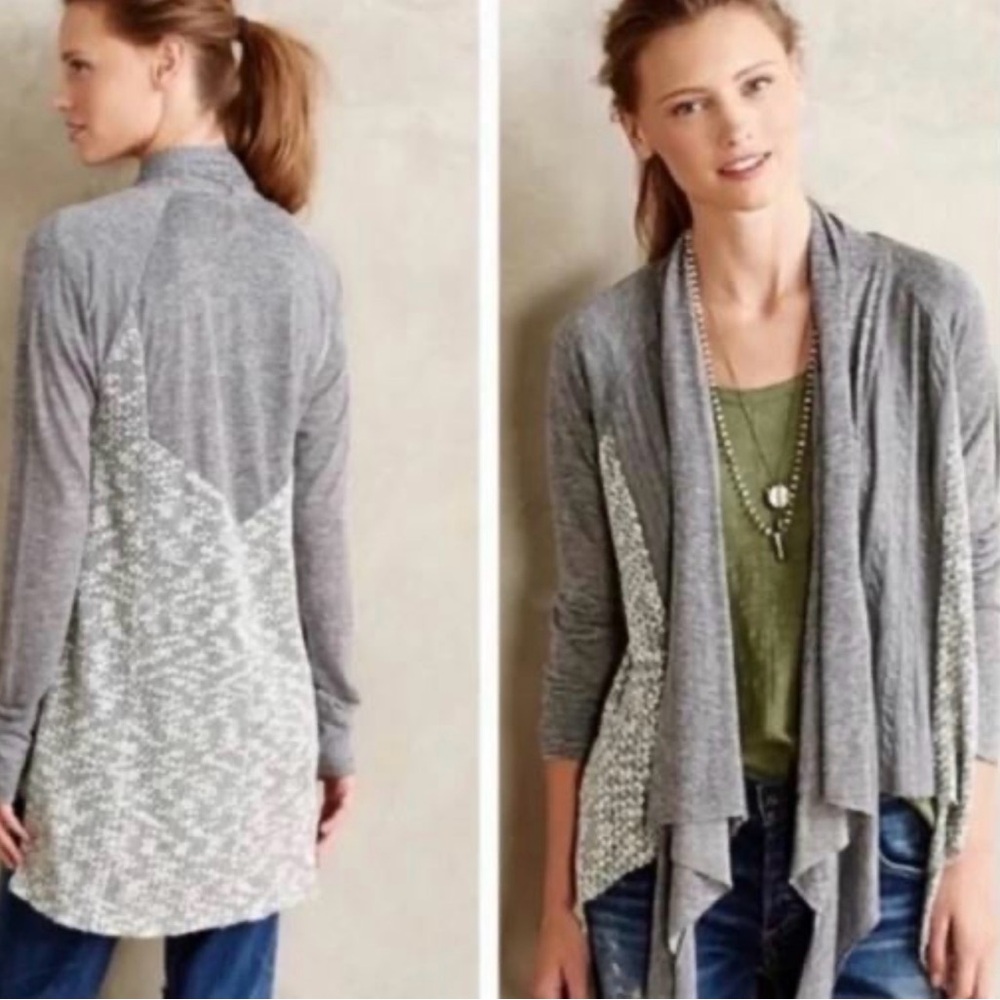 Tiny by Anthropologie Lightweight Drape-Front Women’s Cardigan Sweater - Gray